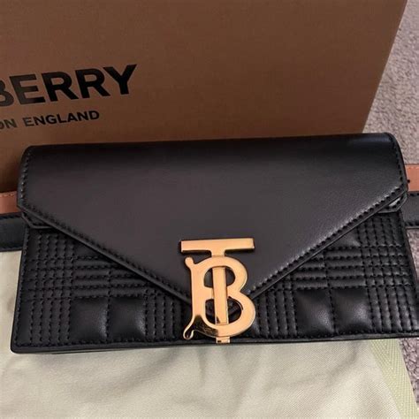 BURBERRY Smooth Calfskin Quilted Check TB Envelope Belt 